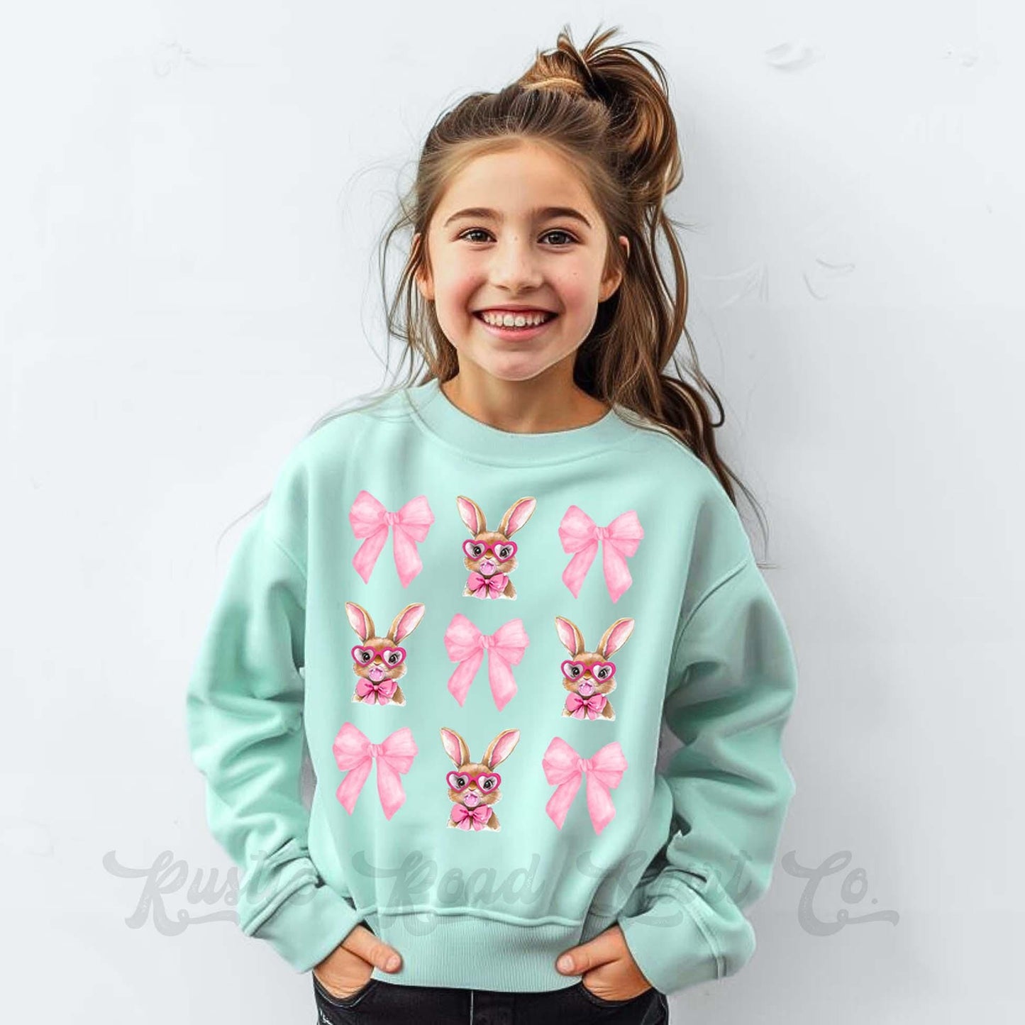 Easter Sweatshirt, Bubblegum Bunny Shirt, Girls Easter Sweatshirt, Toddler Easter Outfit, Easter Basket Gift 49