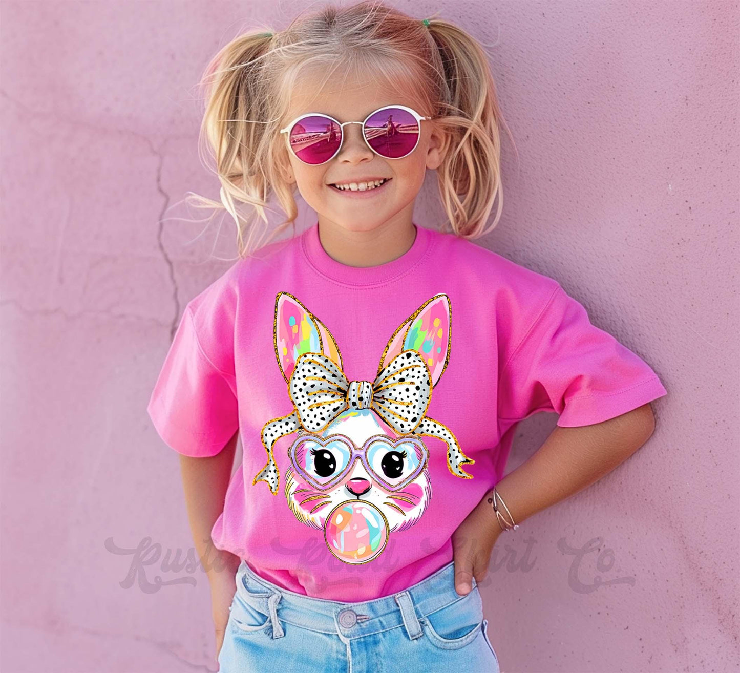 Girls Easter Shirt, Bubblegum Bunny Shirt, Coquette Easter Shirt, Toddler Easter Outfit, Easter Basket Gift 214