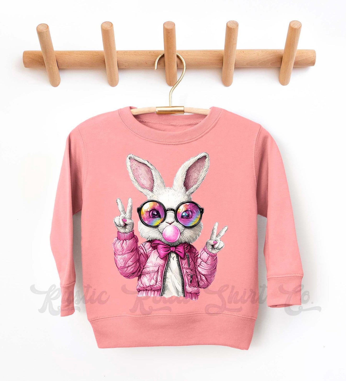 Easter Sweatshirt, Bubblegum Bunny Shirt, Girls Easter Sweatshirt, Toddler Easter Outfit, Easter Basket Gift 47