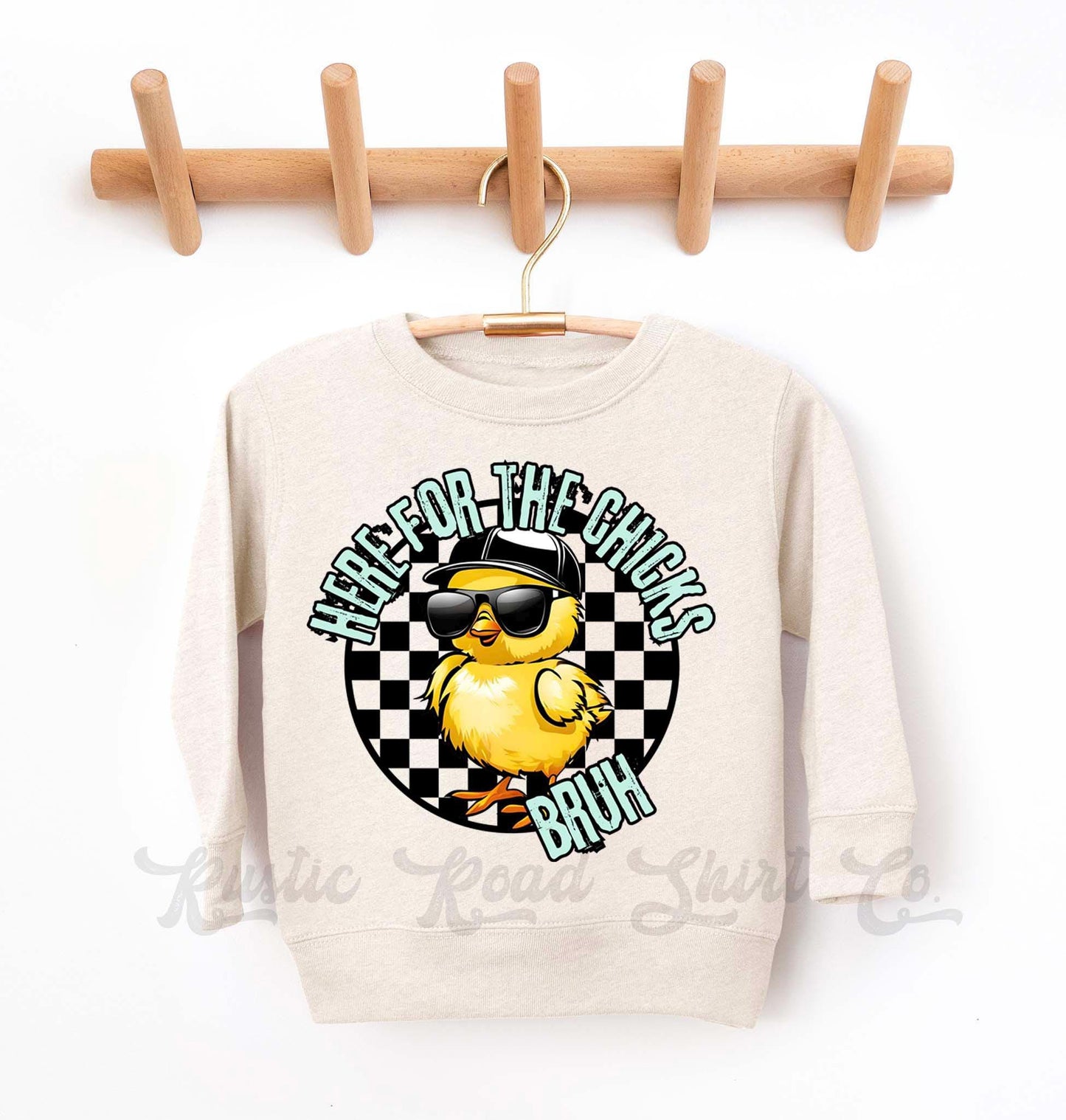 Easter Sweatshirt, Here for the Chicks Bruh, Boys Easter Sweater, Toddler Easter Outfit, Easter Basket Gift 71