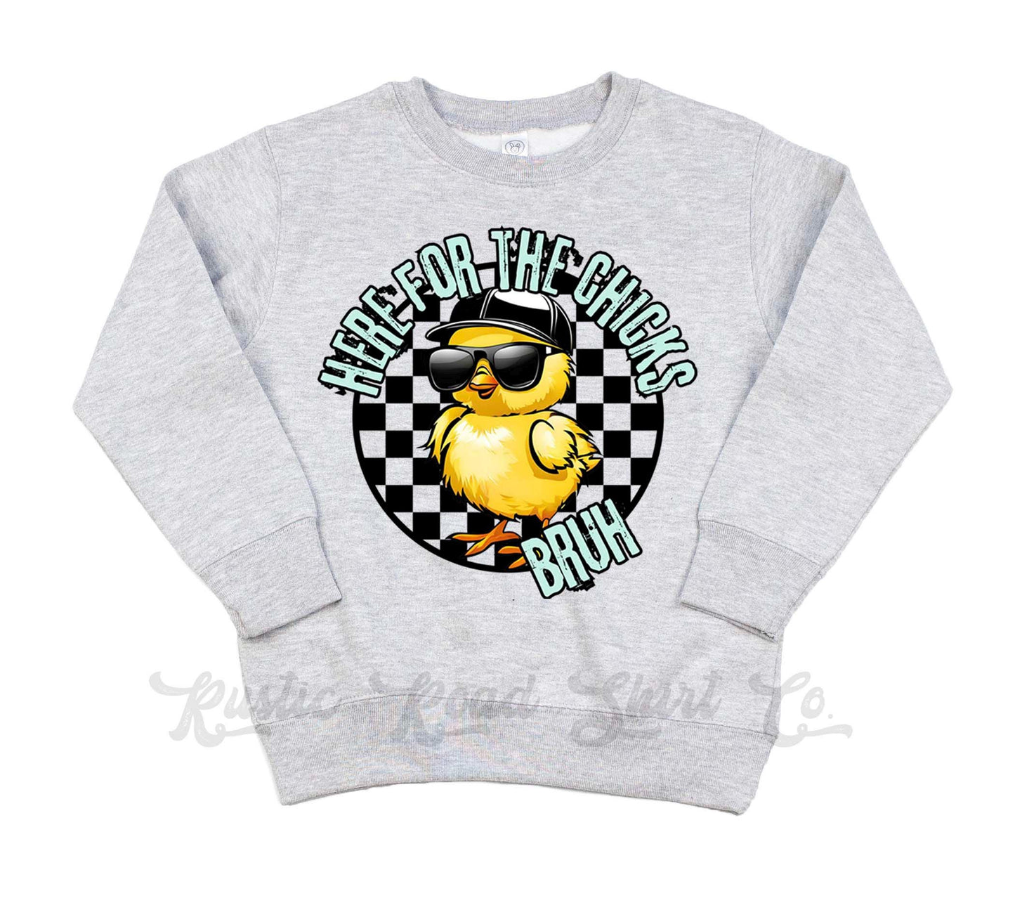 Easter Sweatshirt, Here for the Chicks Bruh, Boys Easter Sweater, Toddler Easter Outfit, Easter Basket Gift 71