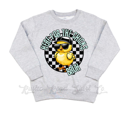 Easter Sweatshirt, Here for the Chicks Bruh, Boys Easter Sweater, Toddler Easter Outfit, Easter Basket Gift