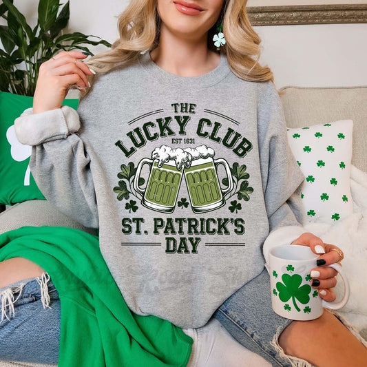 St Patricks Day Sweatshirt, Lucky Club Sweatshirt, Beer St Patricks Day Sweatshirt, Irish Womens Sweatshirt