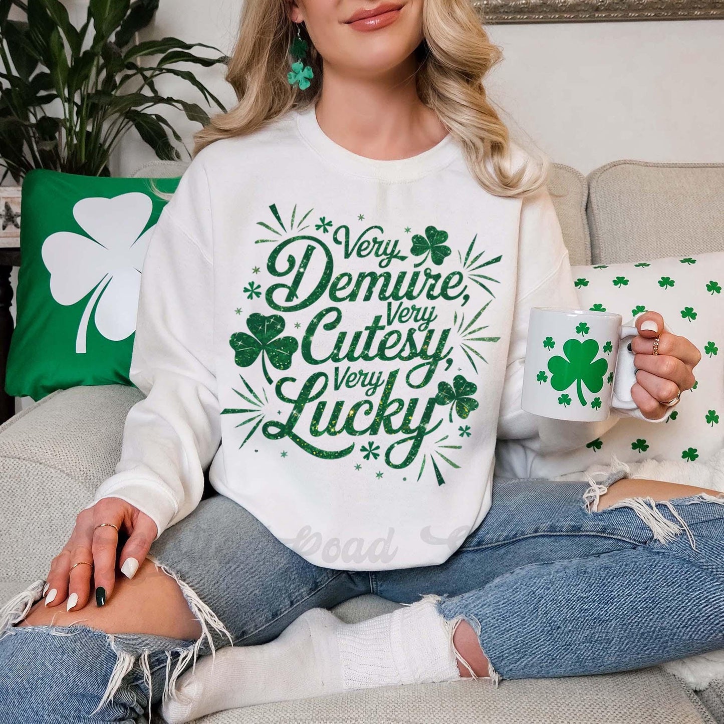St Patricks Day Sweatshirt, Demure Sweatshirt, Womens St Paddys Sweatshirt, Irish Womens Sweatshirt