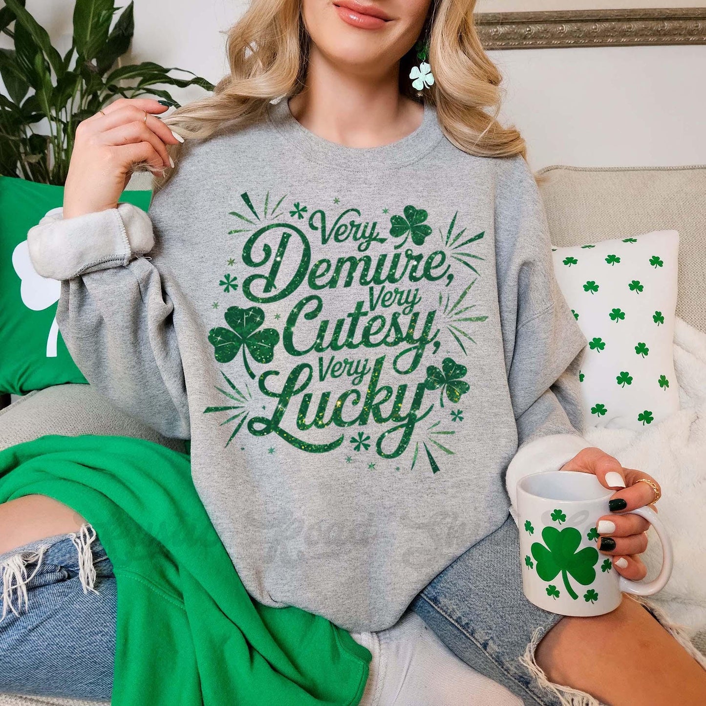 St Patricks Day Sweatshirt, Demure Sweatshirt, Womens St Paddys Sweatshirt, Irish Womens Sweatshirt
