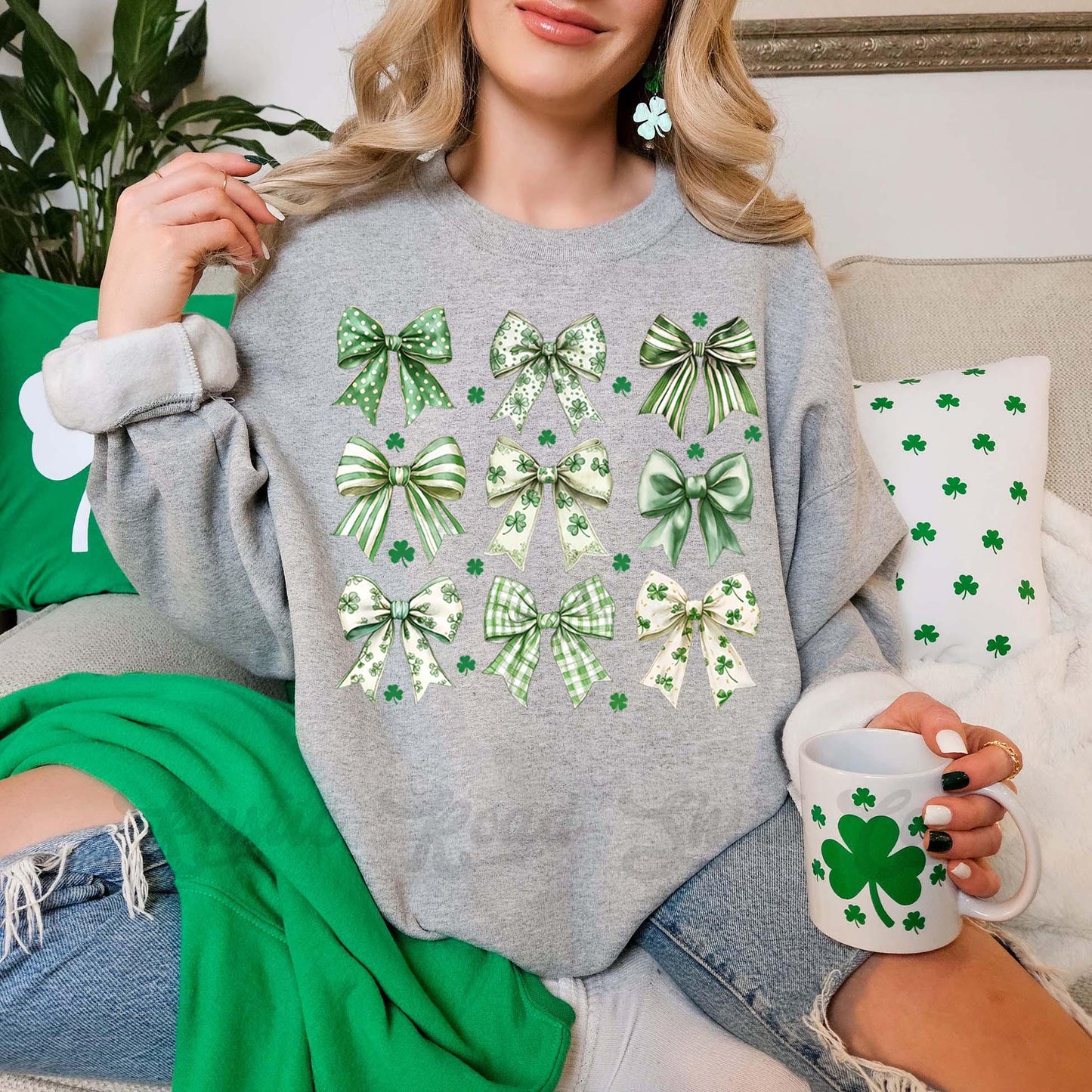 St Patricks Day Sweatshirt, Coquette St Patricks Day Sweatshirt, Womens St Paddys Sweatshirt, Irish Womens Sweatshirt