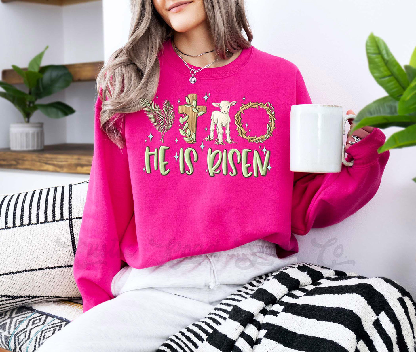 Easter Sweatshirt, He is Risen Sweatshirt, Women’s Easter Sweater, Easter Teacher Sweatshirt, 181
