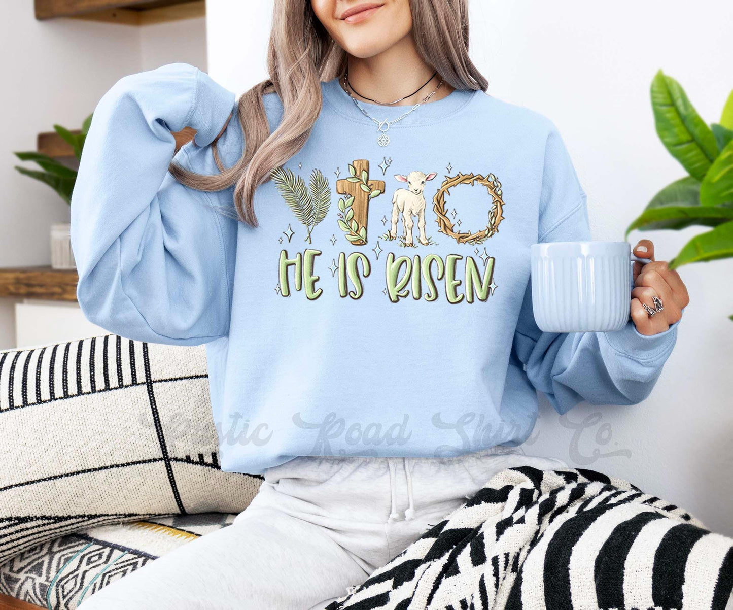Easter Sweatshirt, He is Risen Sweatshirt, Women’s Easter Sweater, Easter Teacher Sweatshirt, 181