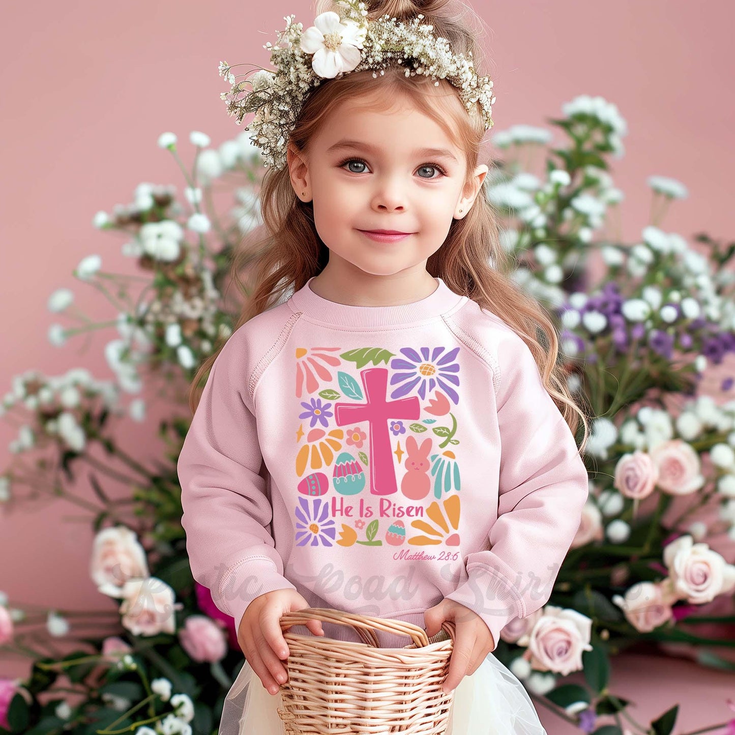 Easter Sweatshirt, He is Risen Sweatshirt, Toddler Easter Outfit, Easter Basket Gift 69