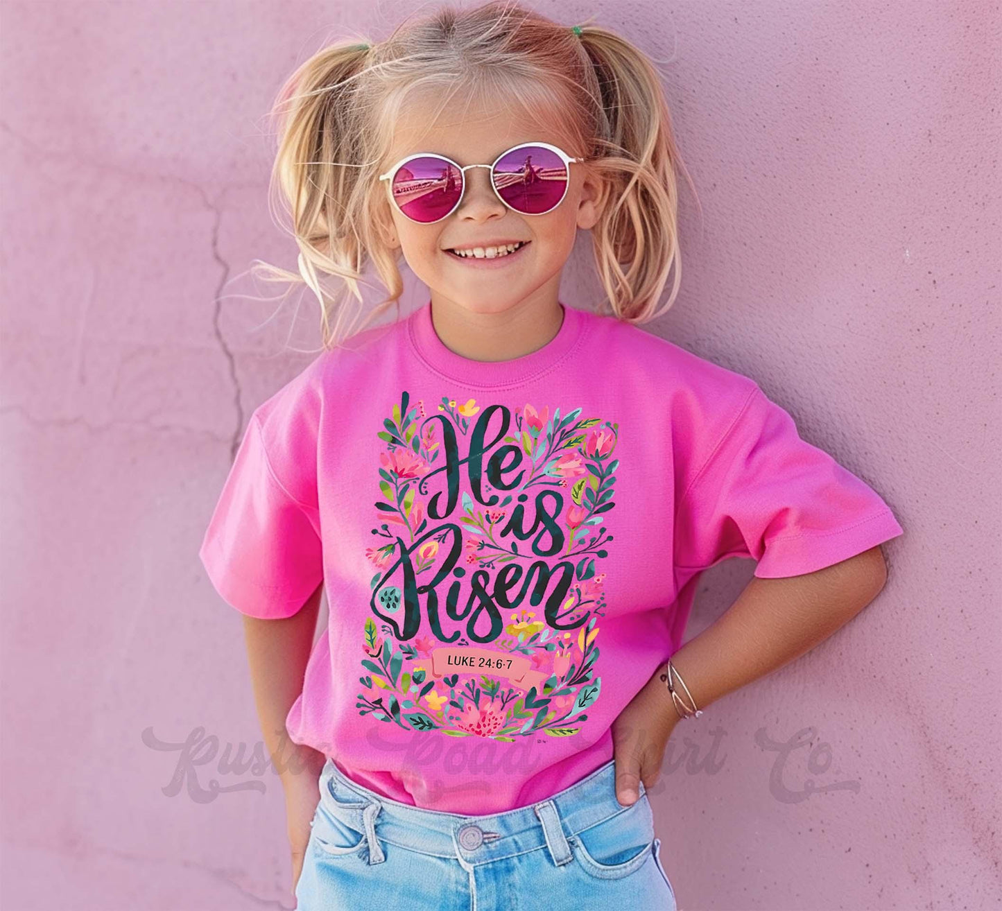 Girls Easter Shirt, He is Risen Shirt, Toddler Easter Outfit, Easter Basket Gift 233