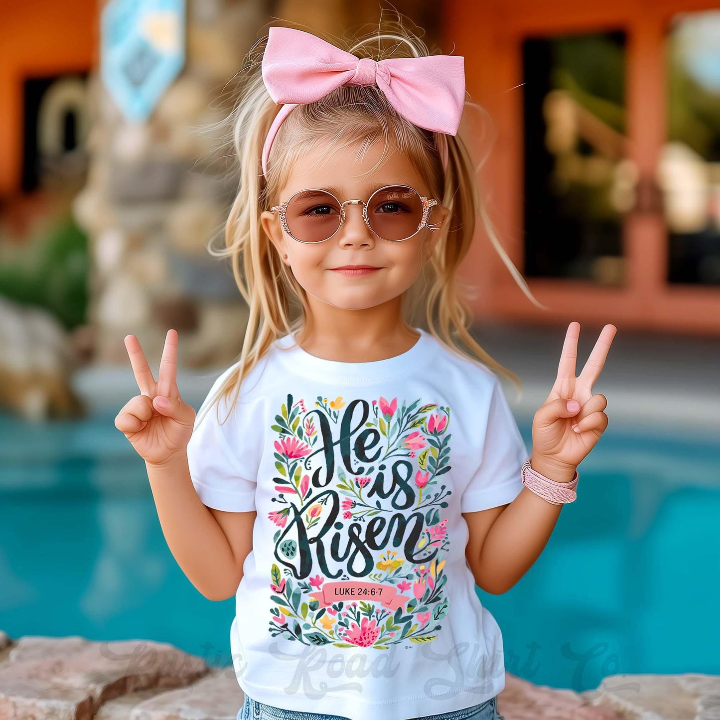 Girls Easter Shirt, He is Risen Shirt, Toddler Easter Outfit, Easter Basket Gift 233