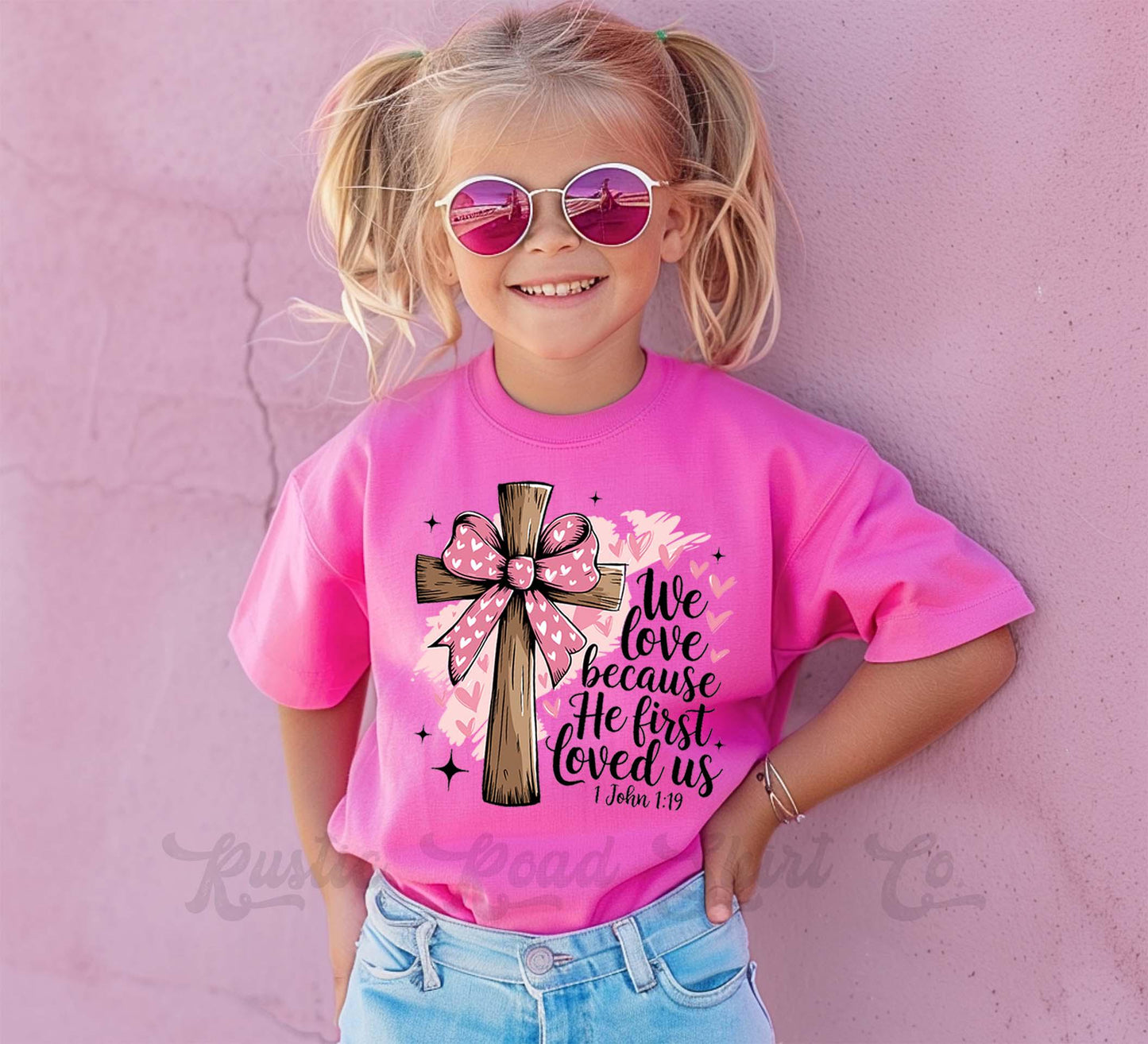 Girls Easter Shirt, He Loved Us First Shirt, Christian Easter Shirt, Toddler Easter Outfit, Easter Basket Gift 240