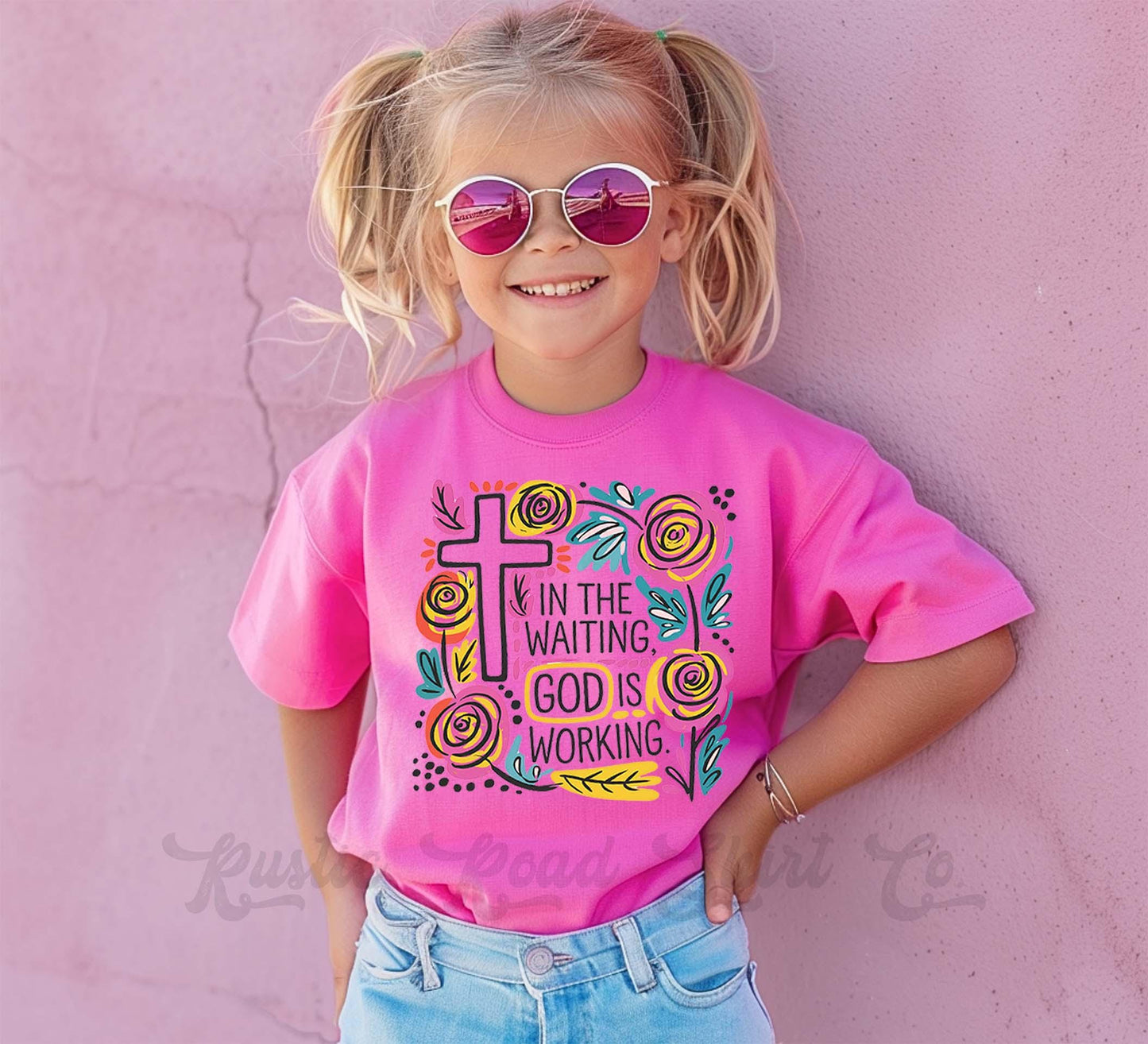 Girls Easter Shirt, In the Waiting God is Working Shirt, Christian Easter Shirt, Toddler Easter Outfit, Easter Basket Gift 204