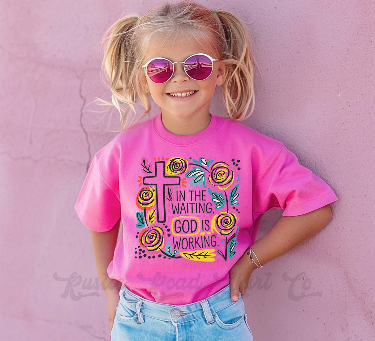 Girls Easter Shirt, In the Waiting God is Working Shirt, Christian Easter Shirt, Toddler Easter Outfit, Easter Basket Gift