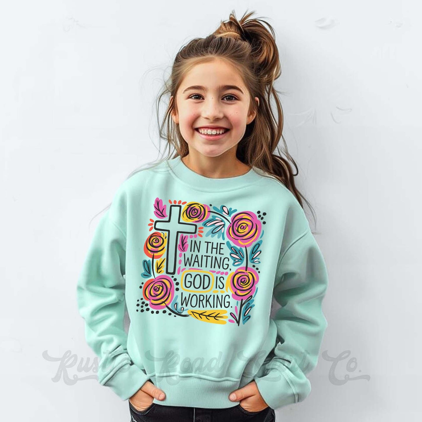 Easter Sweatshirt, In the Waiting God is Working Sweatshirt, Christian Sweatshirt, Toddler Easter Outfit, Easter Basket Gift 73