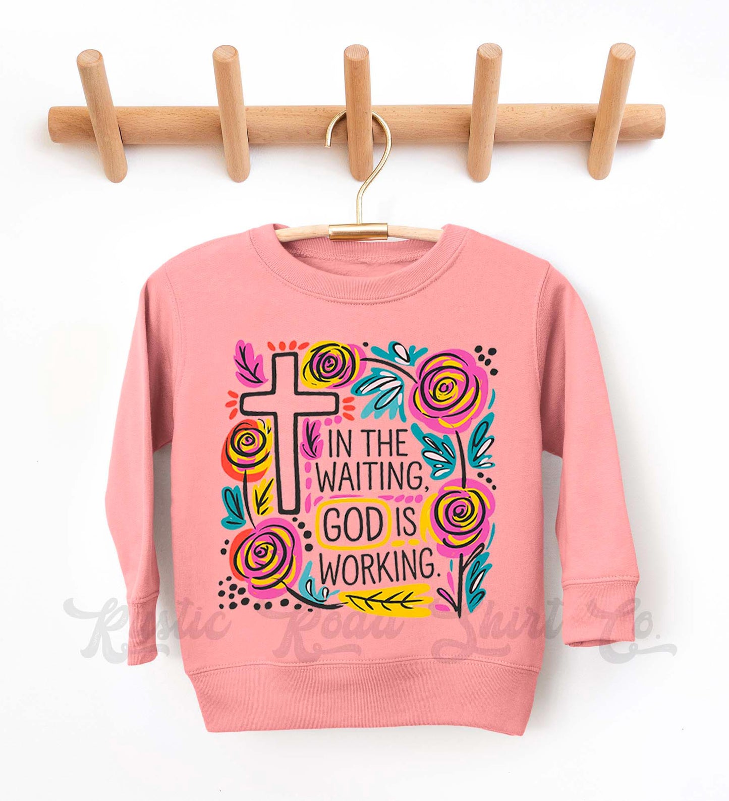 Easter Sweatshirt, In the Waiting God is Working Sweatshirt, Christian Sweatshirt, Toddler Easter Outfit, Easter Basket Gift 73