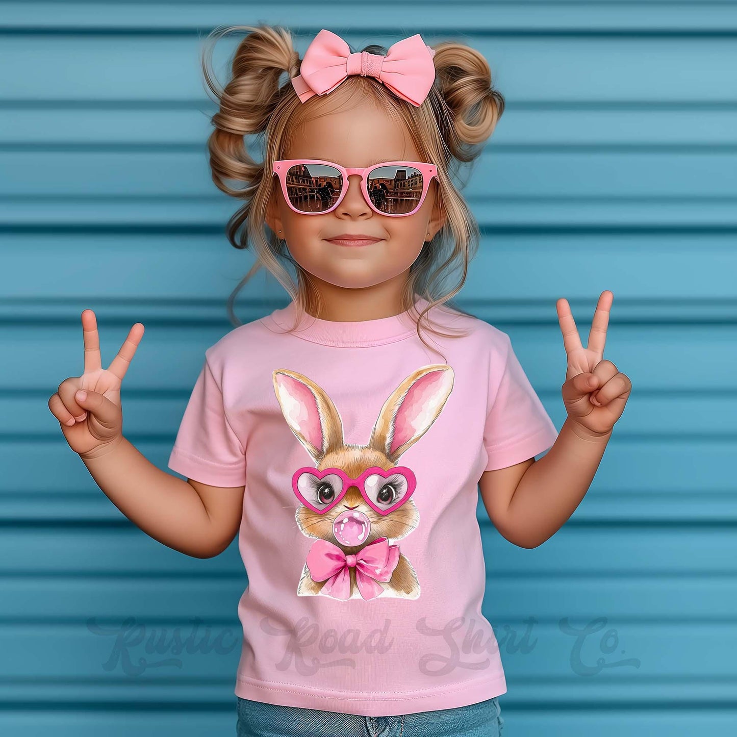 Girls Easter Shirt, Bubblegum Bunny Shirt, Toddler Easter Outfit, Easter Basket Gift 226