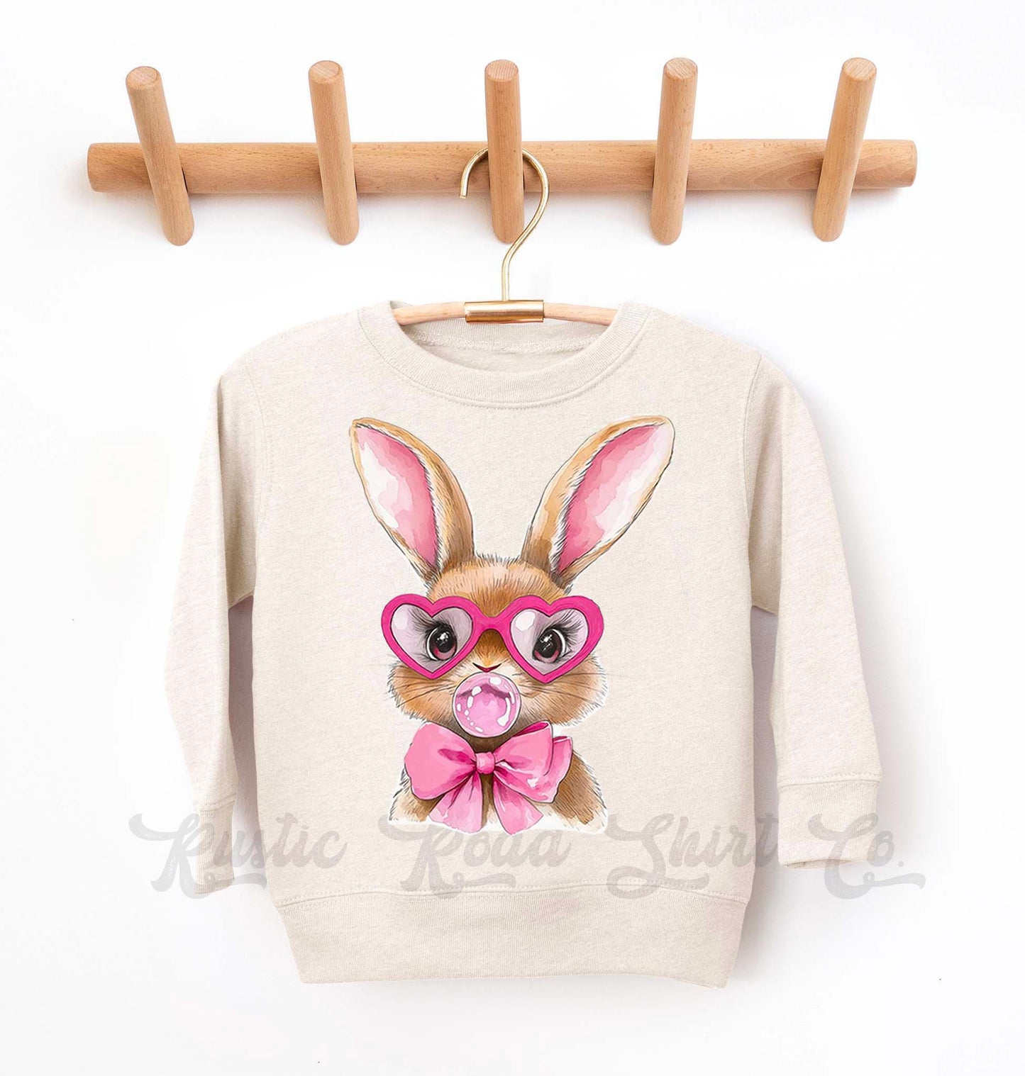Easter Sweatshirt, Bubblegum Bunny Shirt, Girls Easter Sweatshirt, Toddler Easter Outfit, Easter Basket Gift 50