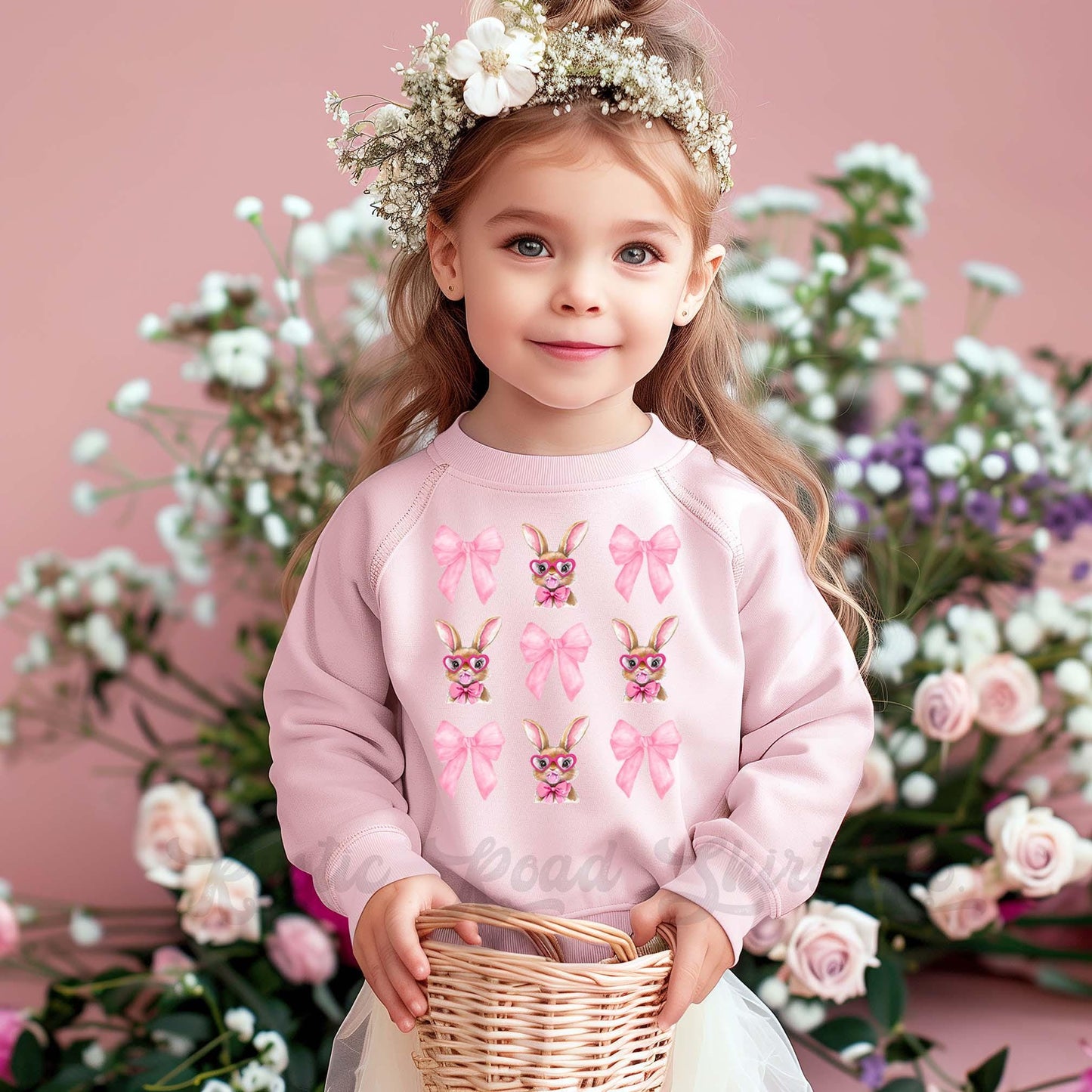Easter Sweatshirt, Bubblegum Bunny Shirt, Girls Easter Sweatshirt, Toddler Easter Outfit, Easter Basket Gift 49