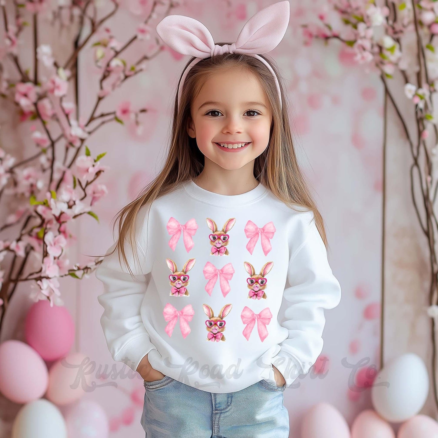 Easter Sweatshirt, Bubblegum Bunny Shirt, Girls Easter Sweatshirt, Toddler Easter Outfit, Easter Basket Gift 49
