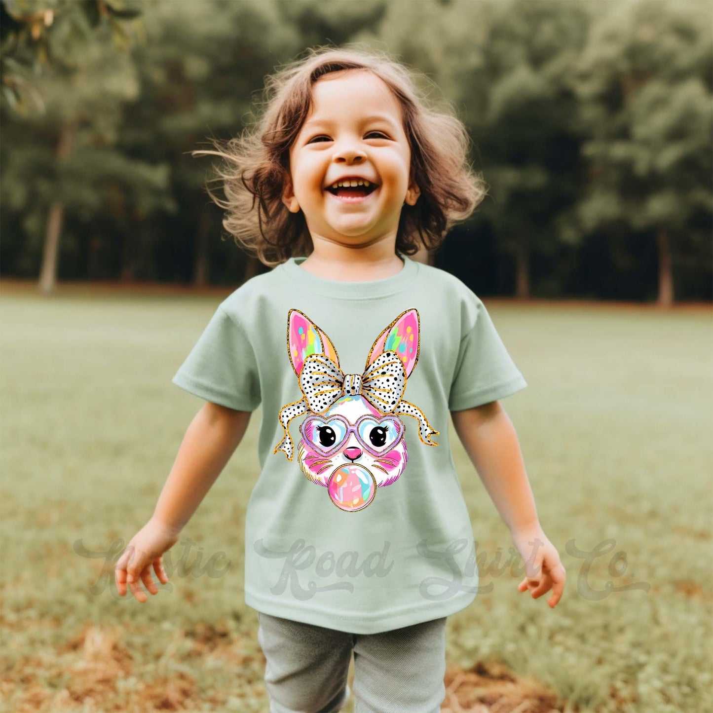 Girls Easter Shirt, Bubblegum Bunny Shirt, Coquette Easter Shirt, Toddler Easter Outfit, Easter Basket Gift 214