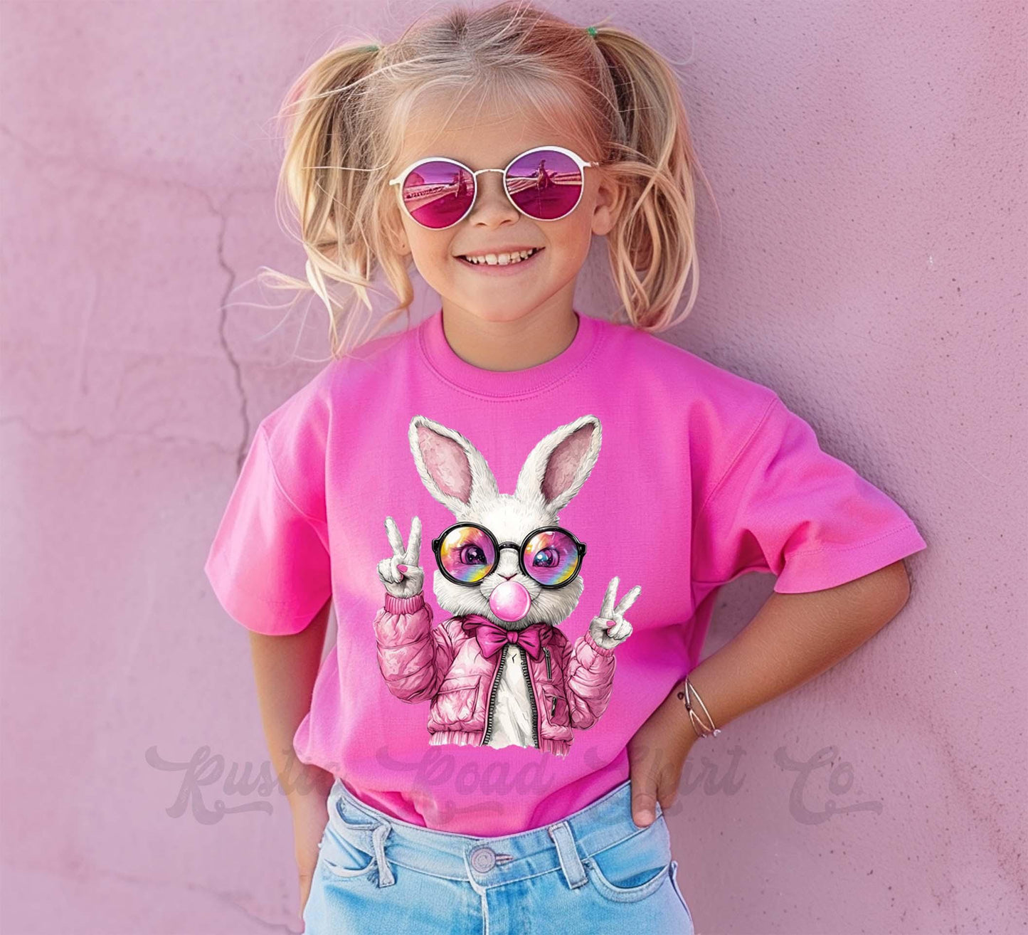 Girls Easter Shirt, Bubblegum Bunny Shirt, Coquette Easter Shirt, Toddler Easter Outfit, Easter Basket Gift 231