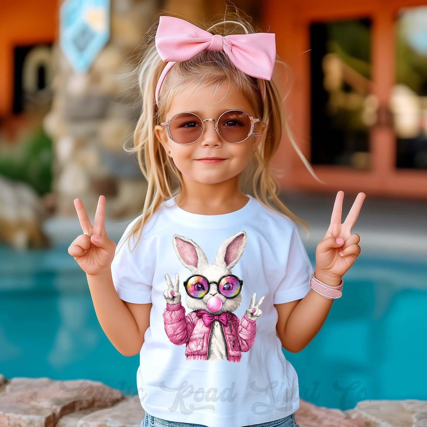 Girls Easter Shirt, Bubblegum Bunny Shirt, Coquette Easter Shirt, Toddler Easter Outfit, Easter Basket Gift 231