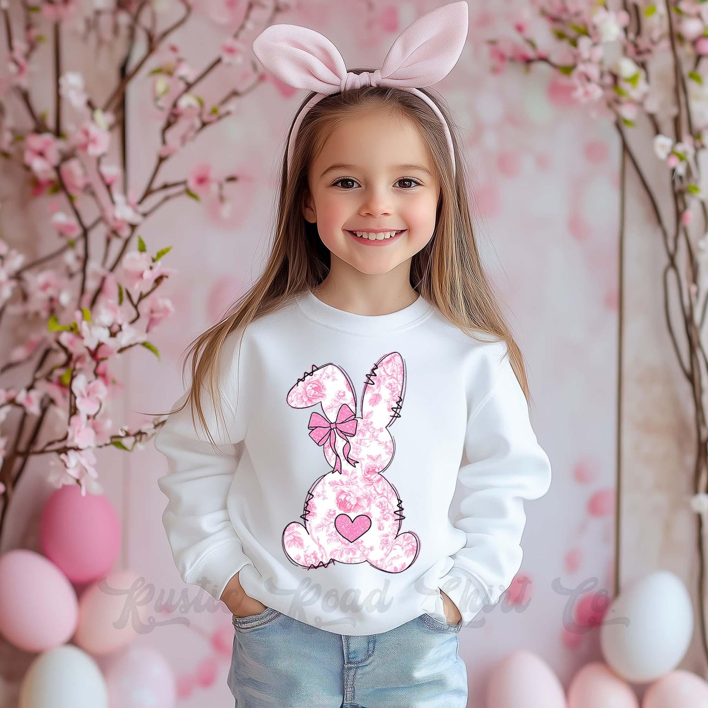 Easter Sweatshirt, Bubblegum Bunny Shirt, Girls Easter Sweatshirt, Toddler Easter Outfit, Easter Basket Gift 48