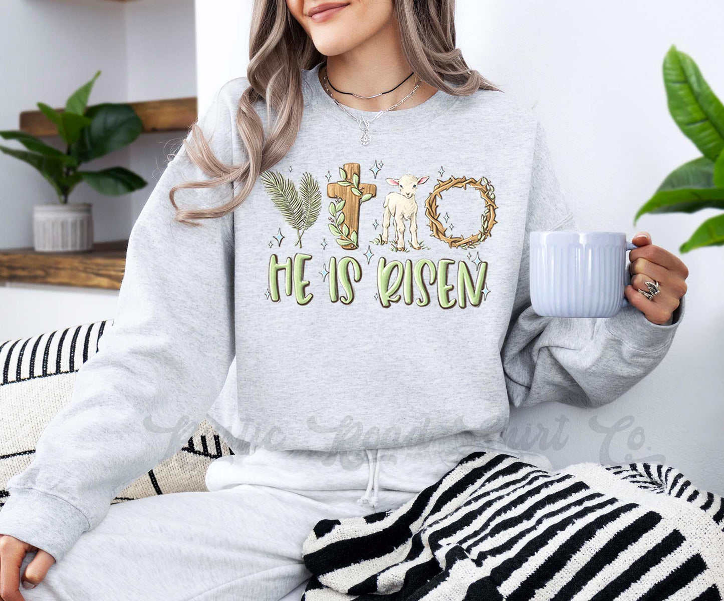 Easter Sweatshirt, He is Risen Sweatshirt, Women’s Easter Sweater, Easter Teacher Sweatshirt, 181