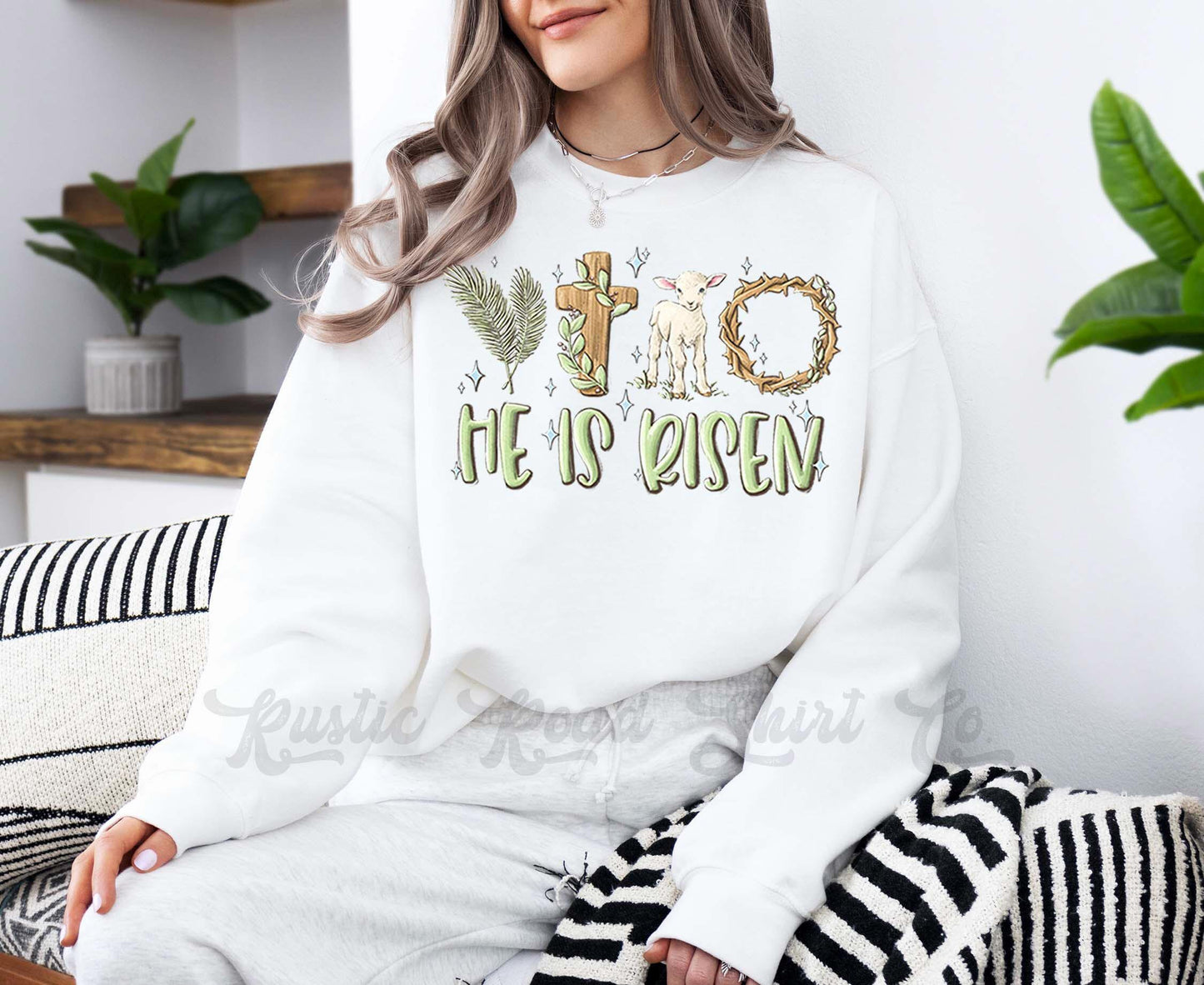 Easter Sweatshirt, He is Risen Sweatshirt, Women’s Easter Sweater, Easter Teacher Sweatshirt, 181