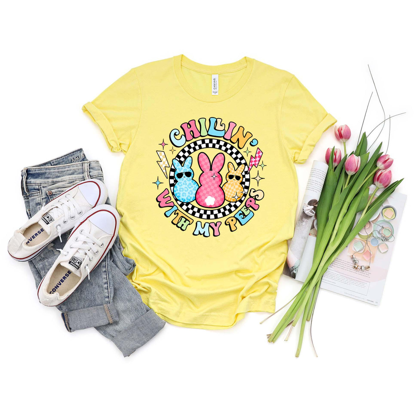 Easter Shirt, Easter Chillin With My Peeps T-Shirt, Women’s Easter Shirt, Easter Teacher Shirt, Family Easter Shirt 38