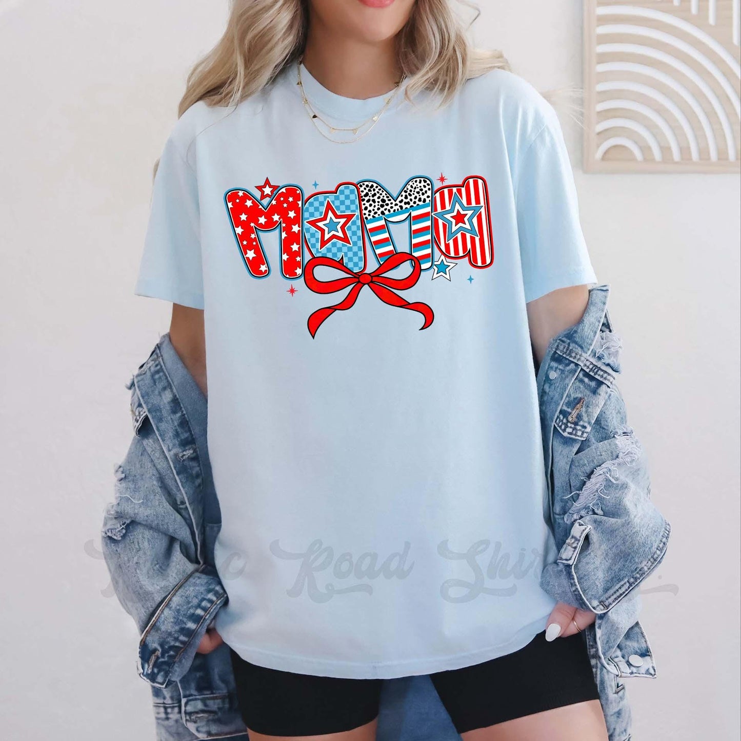 Mama 4th of July Shirt, Comfort Colors™ Shirt, Fourth of July Shirt, Coquette Mama Shirt, Oversized 4th of July Shirt
