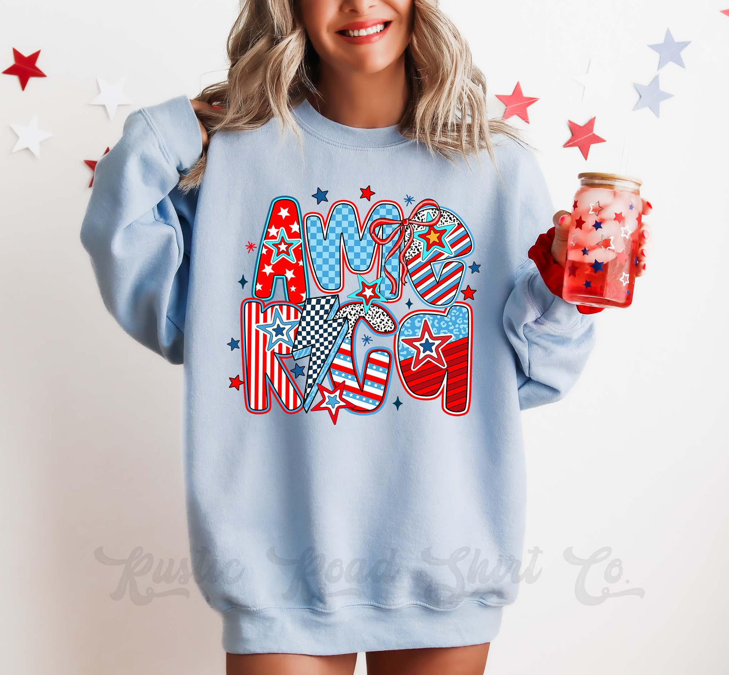 Retro America Sweatshirt, USA Sweatshirt, Women's 4th of July, Fourth of July Sweatshirt, Patriotic Shirt