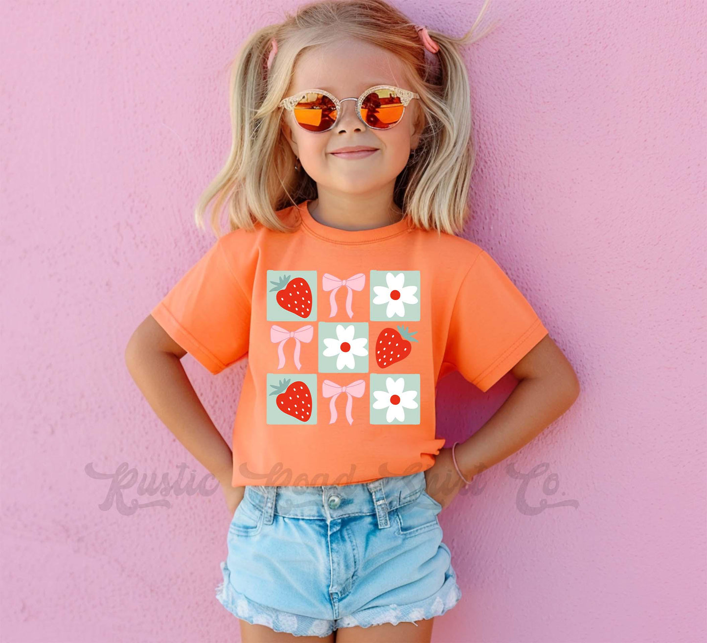 Strawberry Shirt, Coquette Strawberry Shirt, Girls Neon Shirt, Retro 90s shirt, Summer Vacation Shirt,