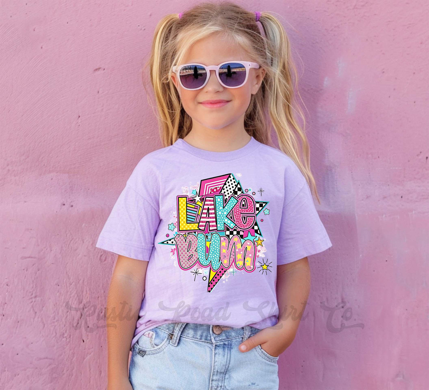 Lake Bum Shirt, Lake Girls Shirt, Girls Neon Shirt, Retro 90s shirt, Summer Vacation Shirt,