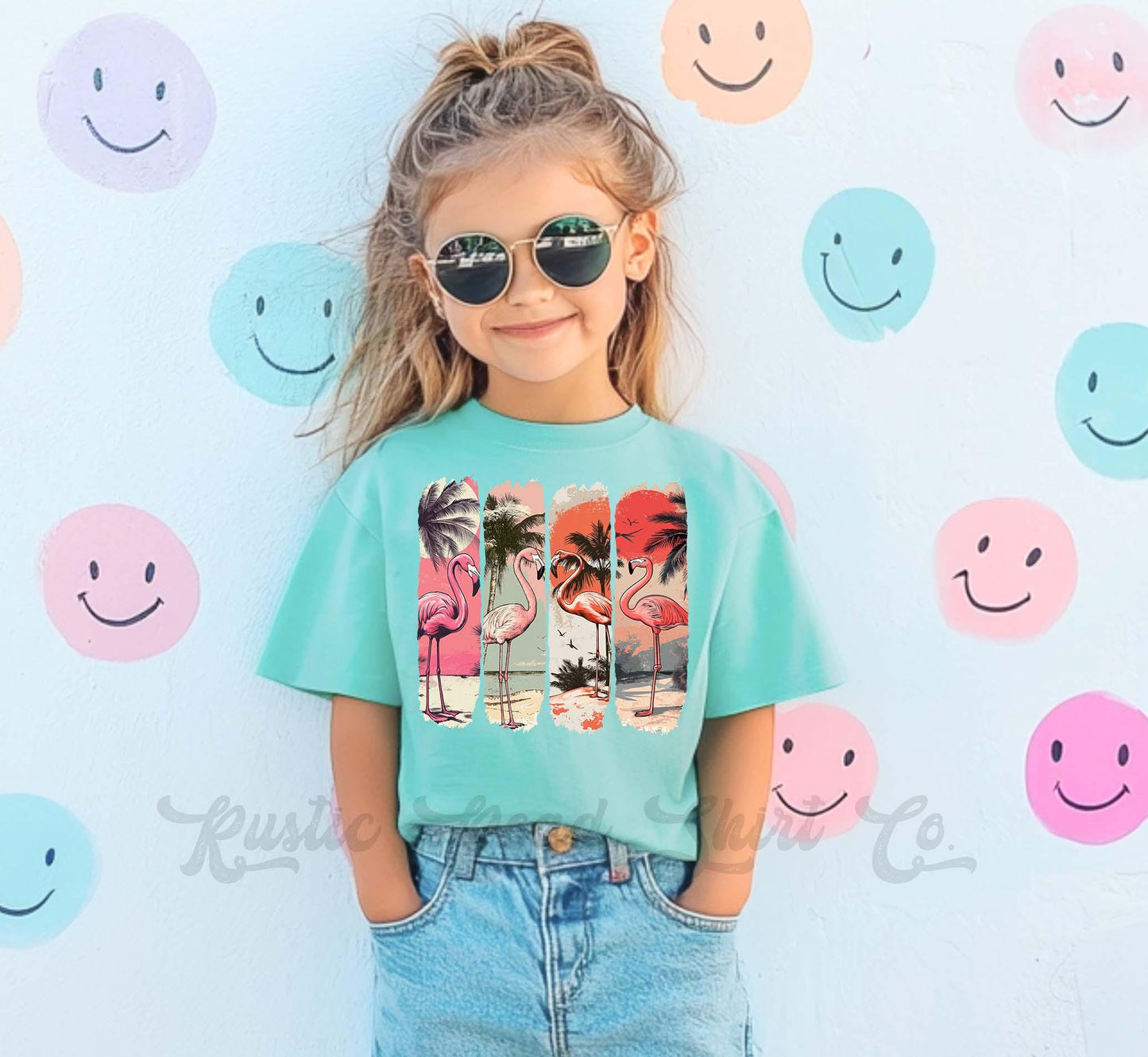 Beach Girls Shirt, Flamingo Shirt, Summer Girls Shirt, Beach Vacation Shirt, Retro 90s shirt, Summer Vacation Shirt,