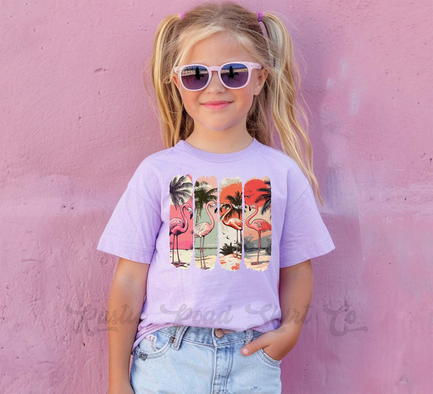 Beach Girls Shirt, Flamingo Shirt, Summer Girls Shirt, Beach Vacation Shirt, Retro 90s shirt, Summer Vacation Shirt,