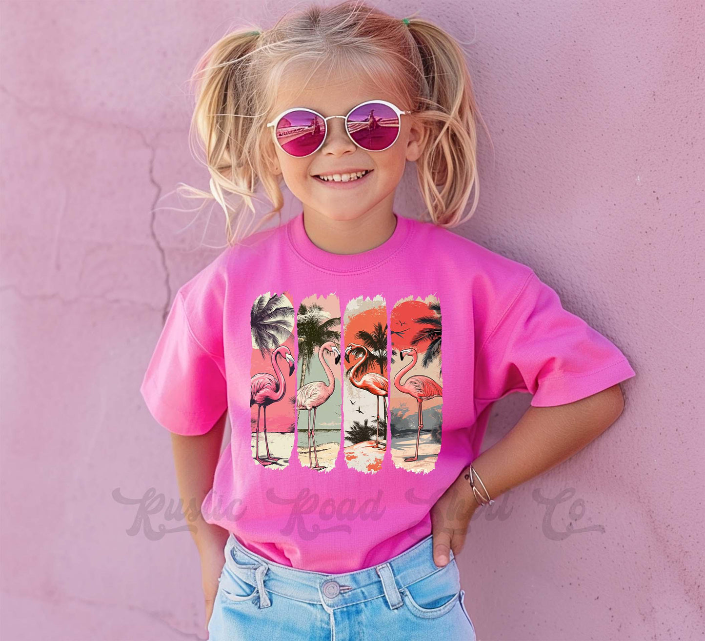 Beach Girls Shirt, Flamingo Shirt, Summer Girls Shirt, Beach Vacation Shirt, Retro 90s shirt, Summer Vacation Shirt,