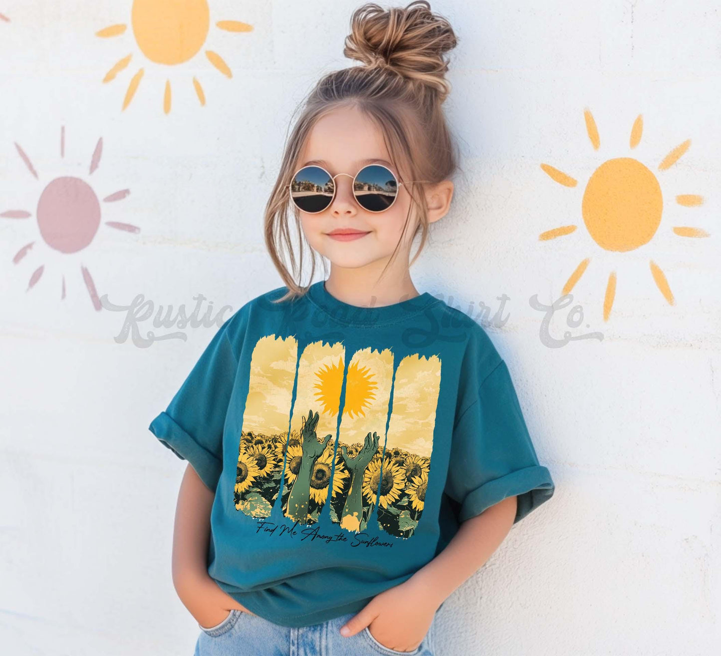 Sunflower Girls Shirt, Summer Girls Shirt, Beach Vacation Shirt, Retro 90s shirt, Summer Vacation Shirt,