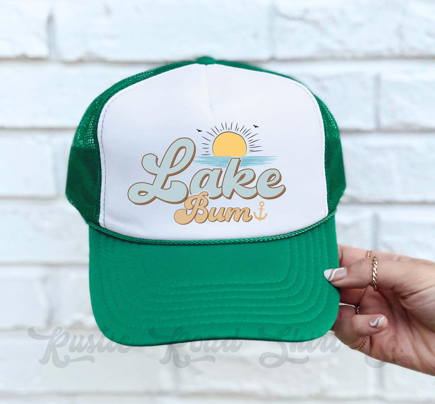 Lake Bum Hat, Summer Vibes Trucker Hat, 90's Retro Neon Hat, Vintage Style Trucker Hat