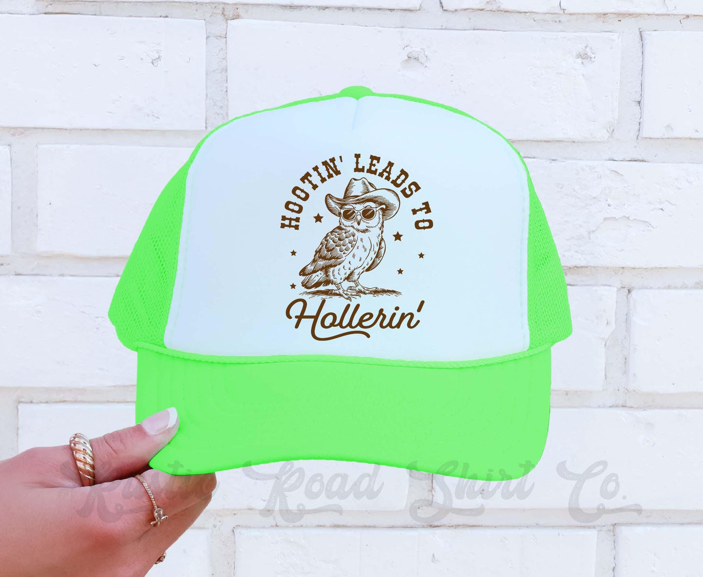 Hootin Leads to Hollerin Hat, Funny Trucker Hat, Lake Bum Hat, 90's Retro Neon Hat, Vintage Style Trucker Hat