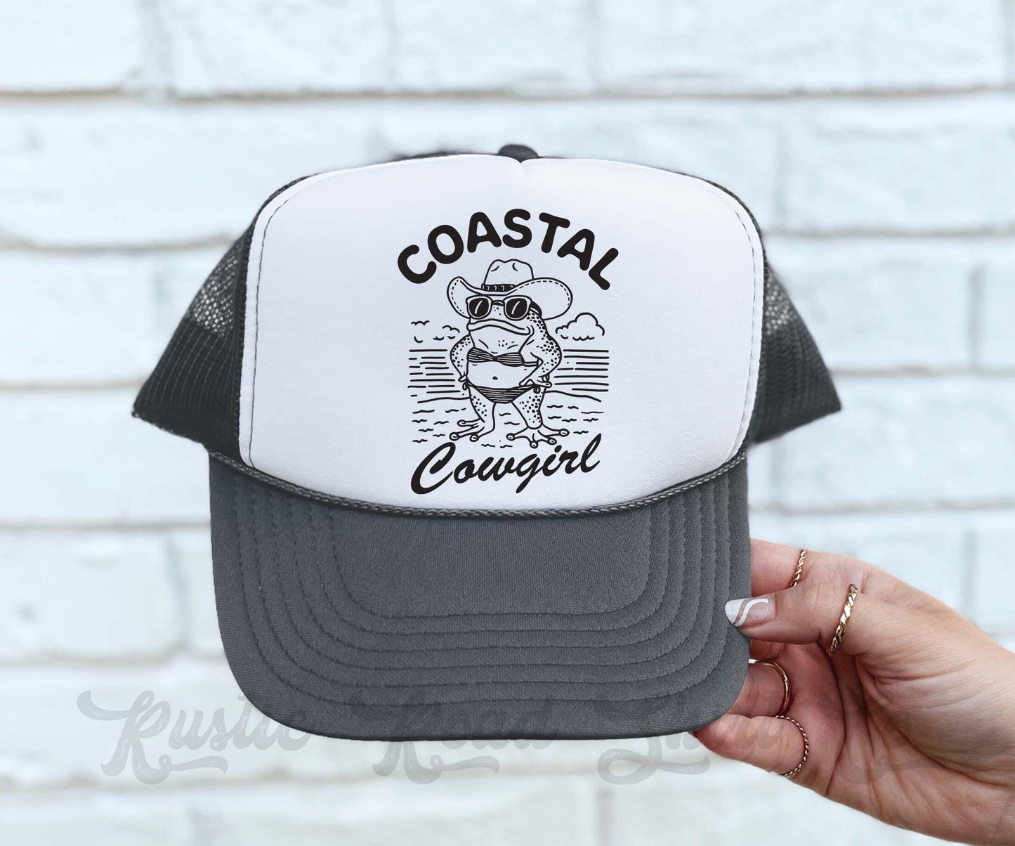 Coastal Cowgirl Hat, Western Trucker Hat, Funny Trucker Hat, Lake Bum Hat, 90's Retro Neon Hat, Vintage Style Trucker Hat