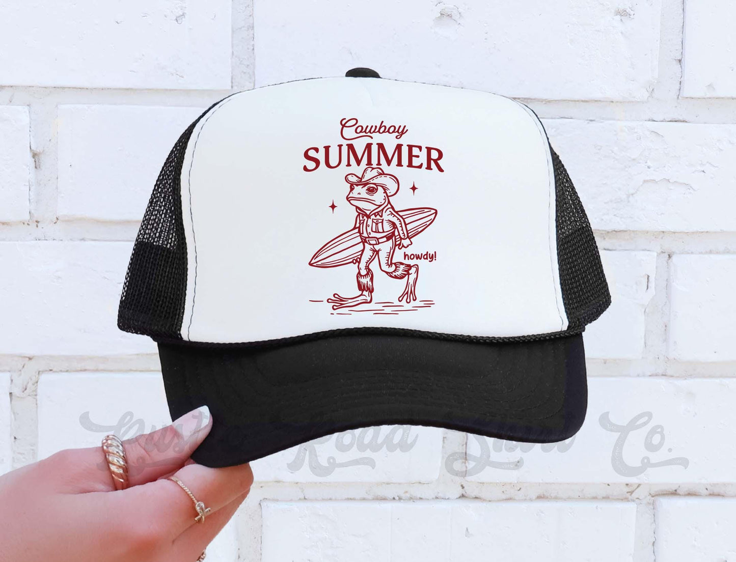 Cowboy Summer Hat, Funny Trucker Hat, Lake Bum Hat, 90's Retro Neon Hat, Vintage Style Trucker Hat