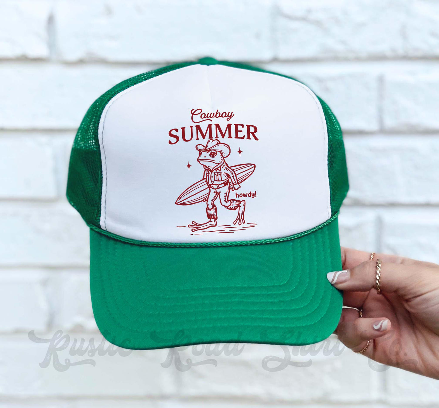 Cowboy Summer Hat, Funny Trucker Hat, Lake Bum Hat, 90's Retro Neon Hat, Vintage Style Trucker Hat