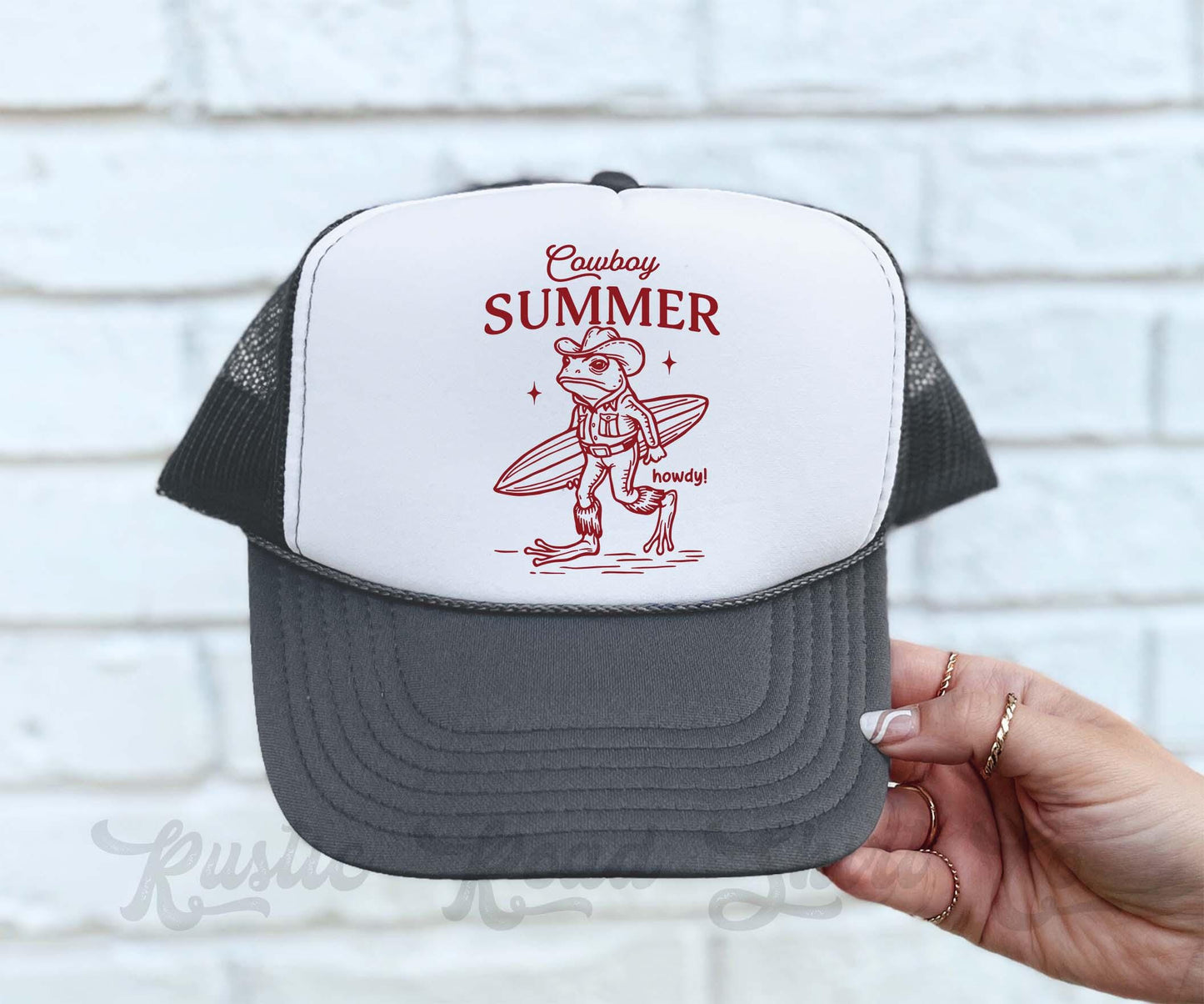 Cowboy Summer Hat, Funny Trucker Hat, Lake Bum Hat, 90's Retro Neon Hat, Vintage Style Trucker Hat