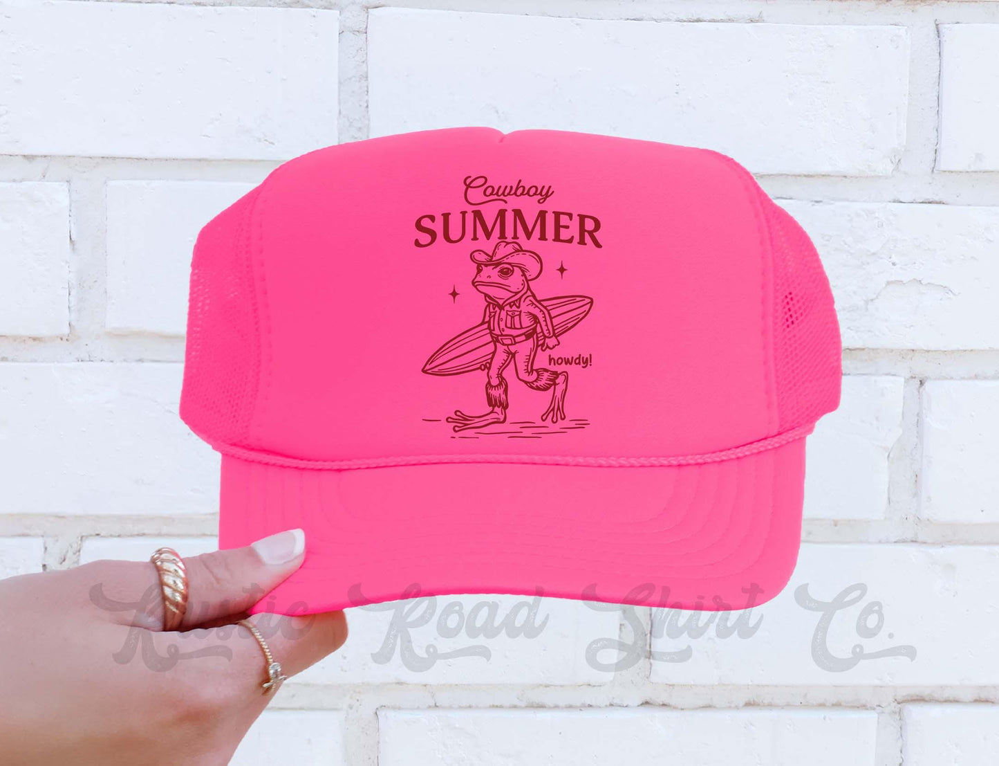 Cowboy Summer Hat, Funny Trucker Hat, Lake Bum Hat, 90's Retro Neon Hat, Vintage Style Trucker Hat