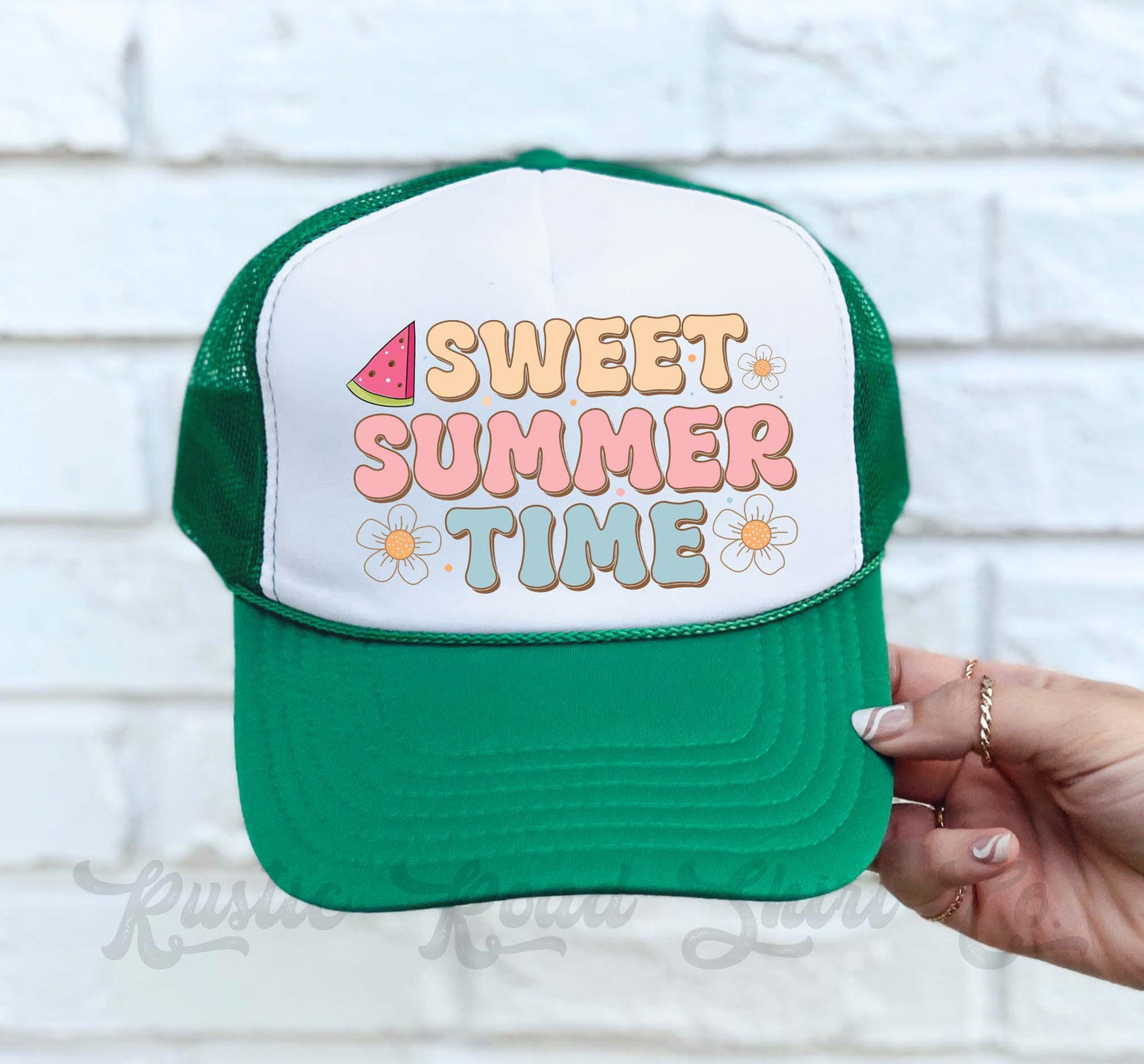 Sweet Summer Time Hat, Lake Bum Hat, 90's Retro Neon Hat, Vintage Style Trucker Hat