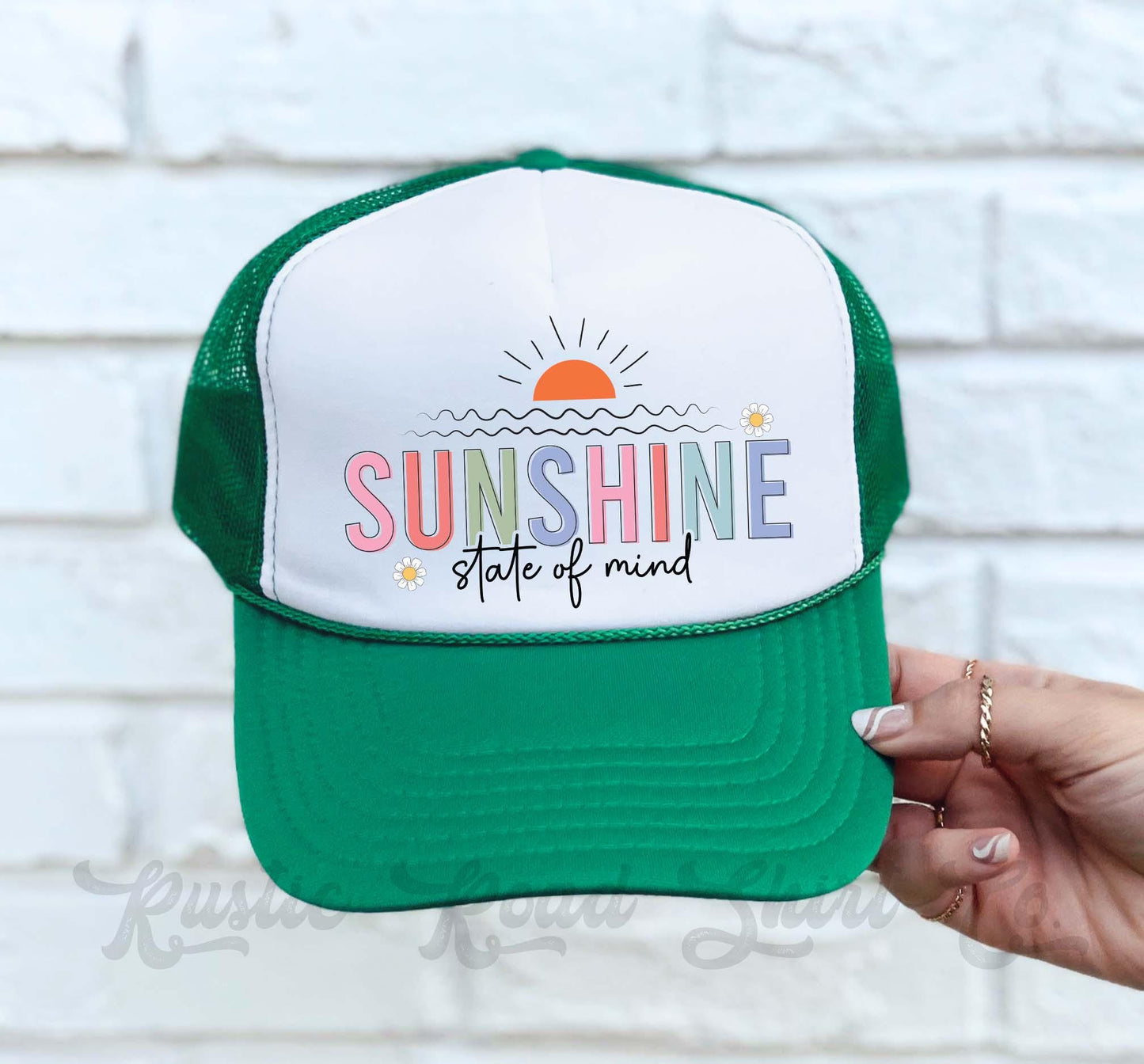 Sunshine State of Mind Hat, Lake Bum Hat, 90's Retro Neon Hat, Vintage Style Trucker Hat