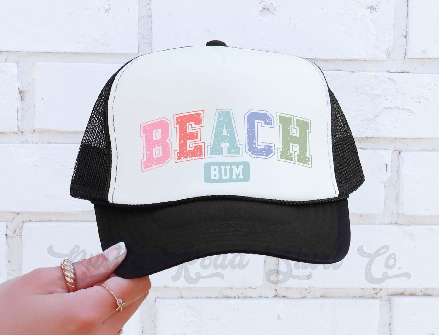 Beach Bum Hat, Lake Bum Hat, 90's Retro Neon Hat, Vintage Style Trucker Hat