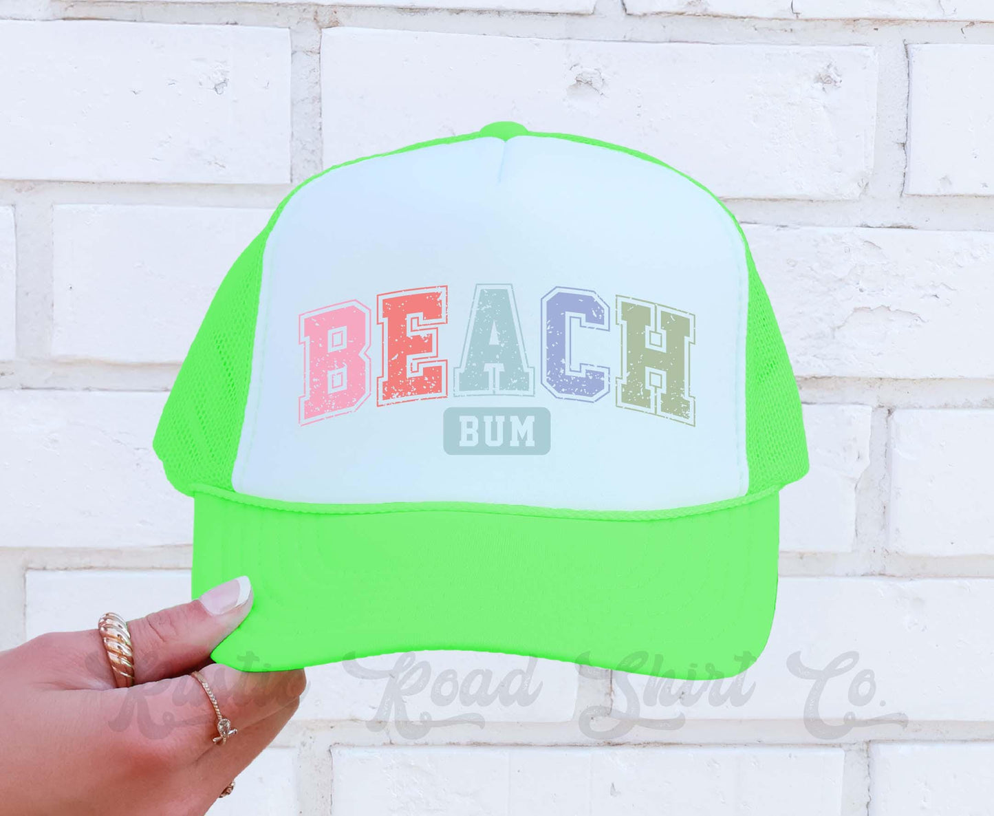 Beach Bum Hat, Lake Bum Hat, 90's Retro Neon Hat, Vintage Style Trucker Hat
